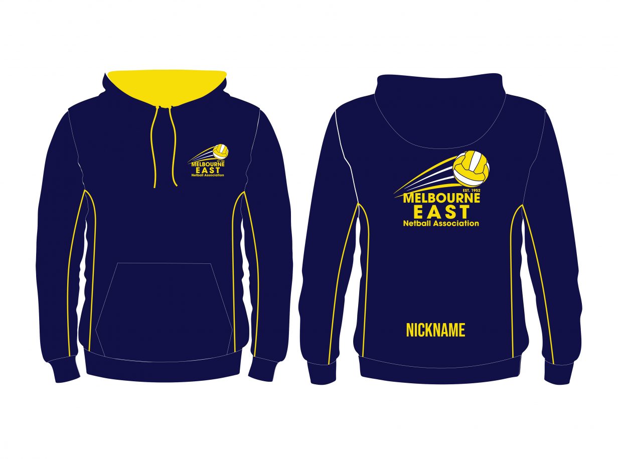 MENA HOODIE Yellow logo V10-01 (002) – Melbourne East Netball Association